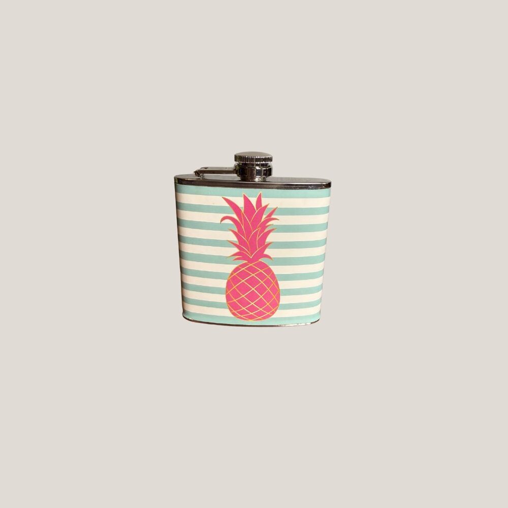 Pink Pineapple 6 oz Stainless Steel Flask, Spring break